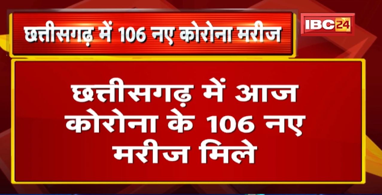Corona Update : Chhattisgarh में आज Corona के 106 नए मरीज मिले। प्रदेश में आज 36 मरीज हुए स्वस्थ