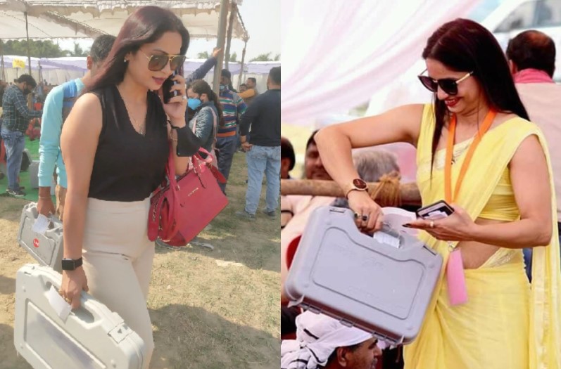 स्लीवलेस टॉप व ट्राउजर में नजर आईं पीली साड़ी वाली महिला पोलिंग अफसर, देखिए रीना द्विवेदी का नया गेटअप