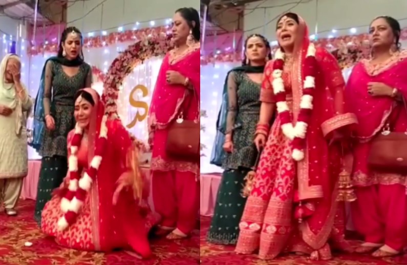 Bride cries out loud on stage