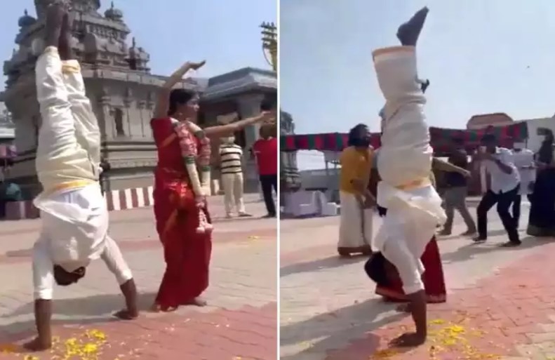 Groom Down at feet of bride