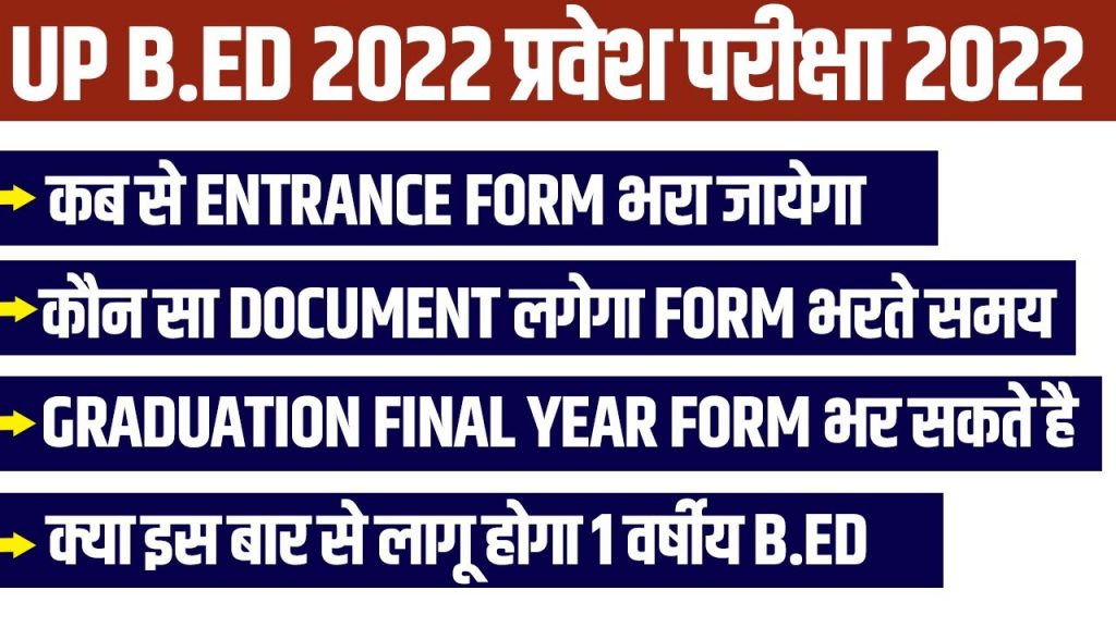 Up B.Ed Entrance Exam 2022