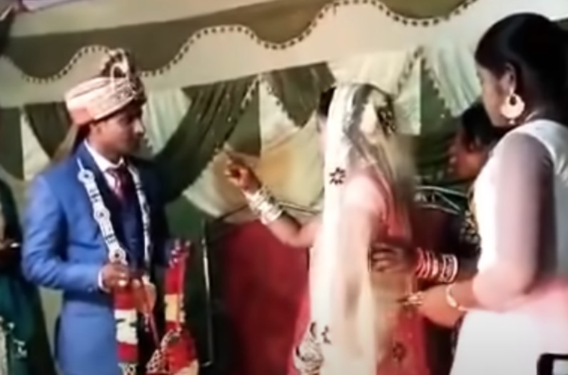 bride flared on groom