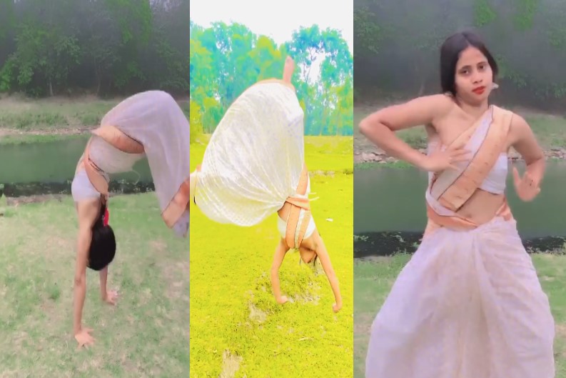 Girl did dangerous stunt in sari