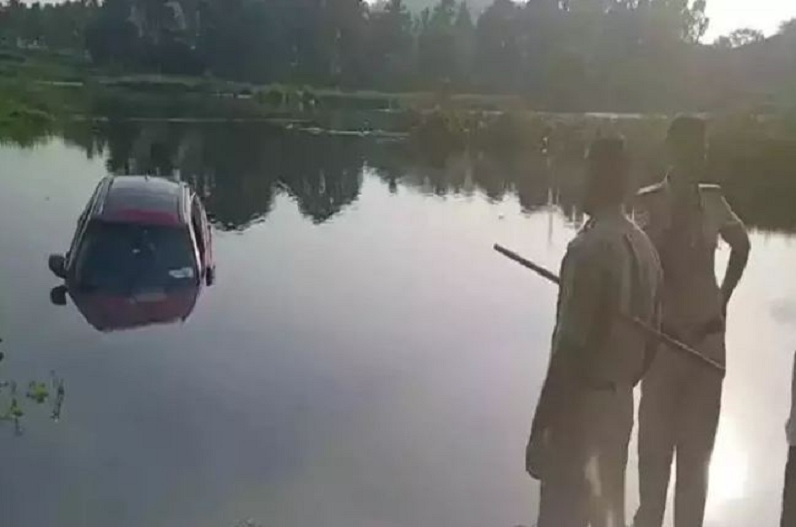 Man threw a BMW car in river