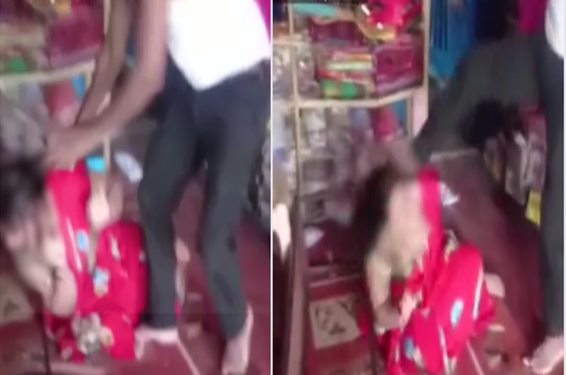 husband brutally beats his wife