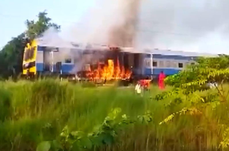 fire broke out in engine of DEMU