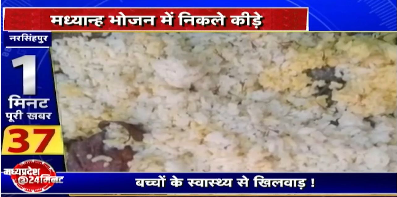 Narsinghpur में बच्चों के स्वास्थ्य से खिलवाड़! मध्यान्ह भोजन में निकले कीड़े