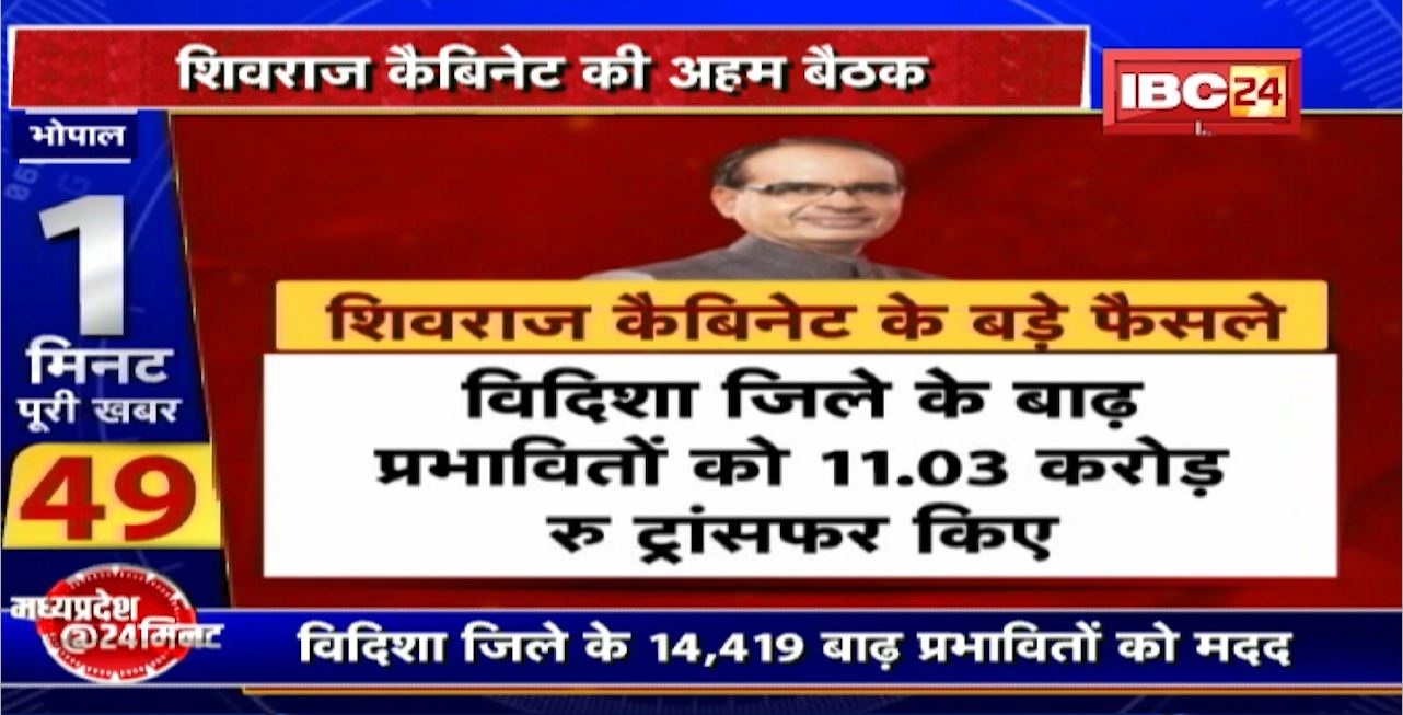Bhopal News : Shivraj Cabinet के बड़े फैसले। बाढ़ प्रभावितों को बड़ी मदद