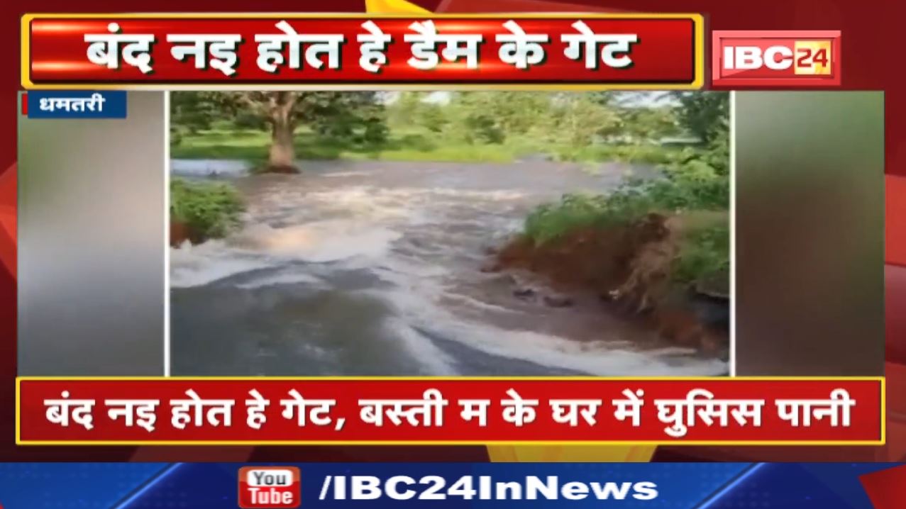 Dhamtari: Water entered many houses due to breaking of dam gate. Paddy crop planted in more than 100 acres wasted