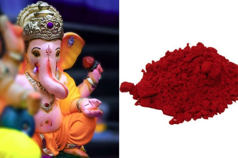 Red vermilion offered to Ganesh