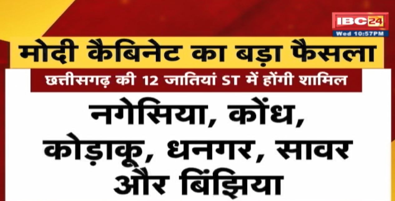 Modi Cabinet का बड़ा फैसला | Chhattisgarh की 12 जातियां ST में होंगी शामिल | देखिए पूरी Report