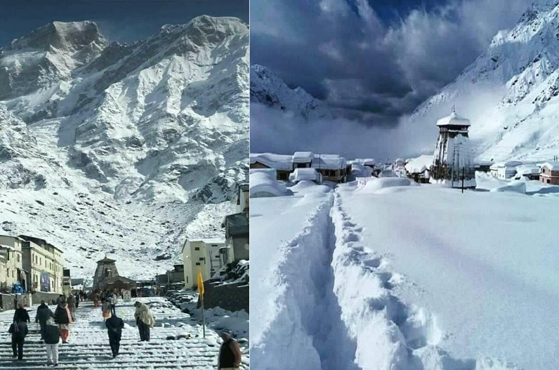केदारनाथ धाम में भारी बर्फबारी, चोराबाड़ी से तीन किमी ऊपर हिमालय क्षेत्र में टूटा ग्लेशियर