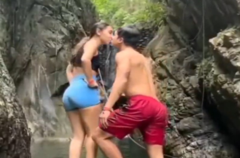 Girlfriend Boyfriend Romance in Waterfall
