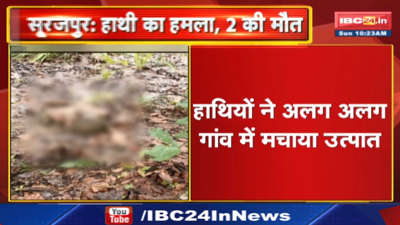 Surajpur Elephant Attack : एक महिला और एक पुरुष की मौत | हाथियों ने अलग – अलग गांव में मचाया उत्पात.