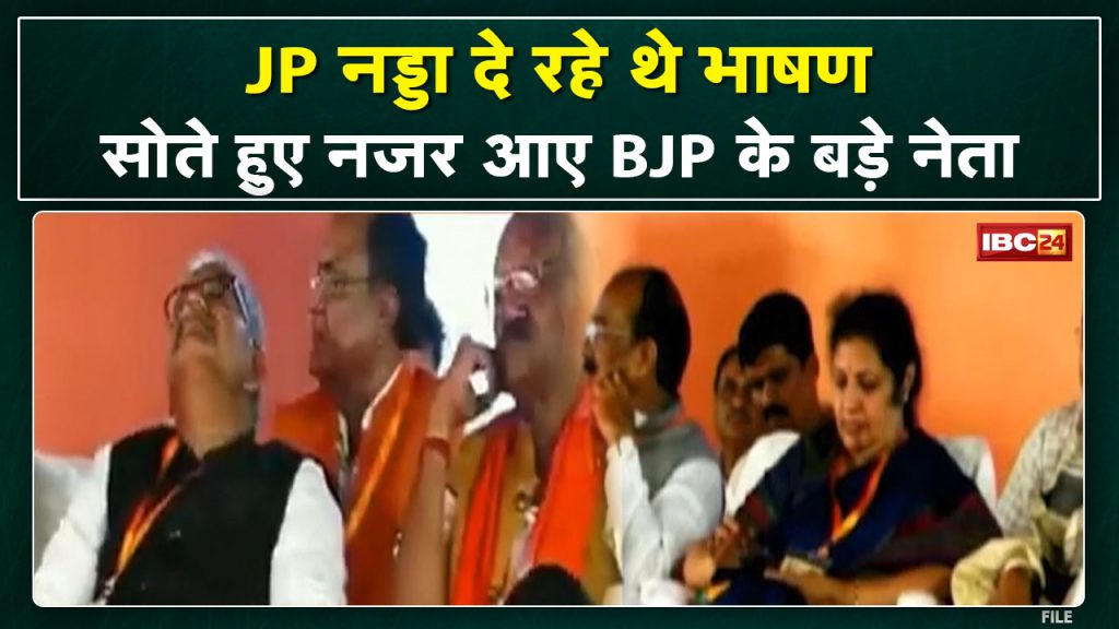 Raman Singh Sleeping while JP Nadda Speech