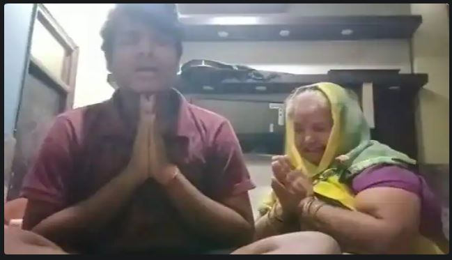 video of old woman and young man going viral