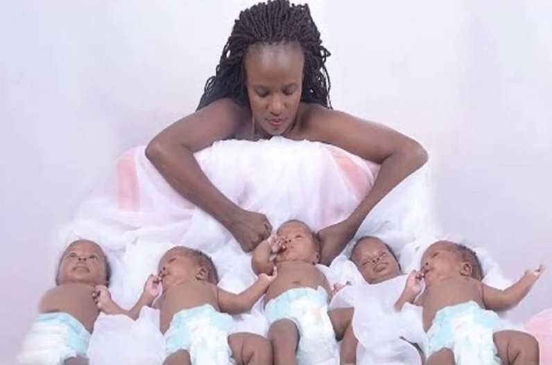 woman give birth 5 babies