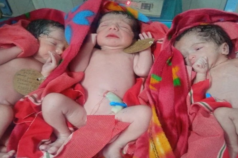 Woman gave birth to three children at once
