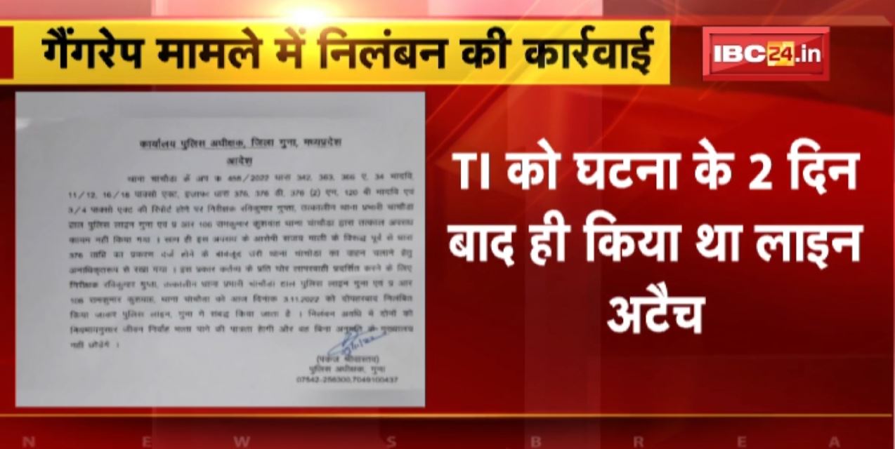 Guna के चांचौड़ा Gang Rape मामले में कार्रवाई | तत्कालीन थाना प्रभारी और Constable Suspend | SP ने दिए आदेश
