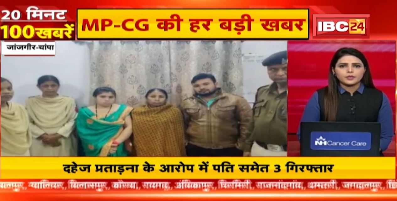 दहेज प्रताड़ना के आरोप में पति समेत 3 गिरफ्तार | 20 Minute 100 News | MP-CG Latest News