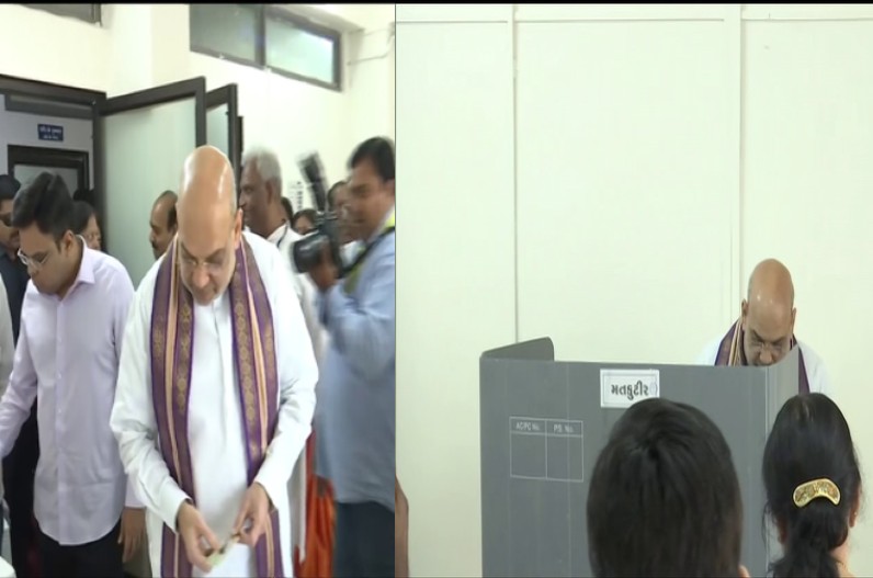 Home minister Amit shah cast his vote