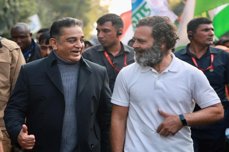 Kamal Hassan join Bharat jodo yatra in delhi