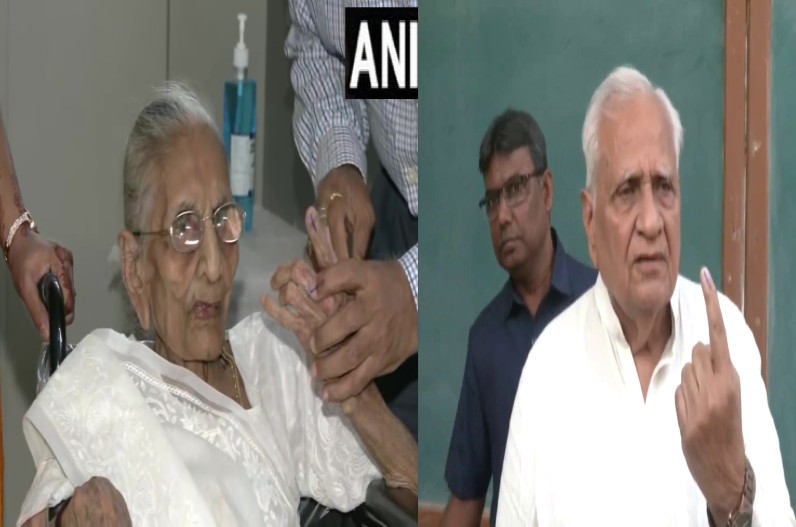 PM modi mother and brother cast their votes