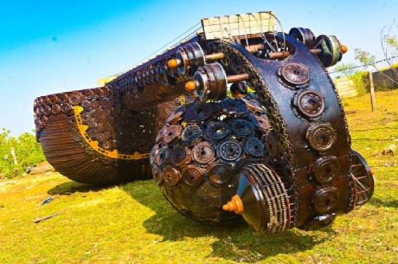 29 feet high 'Rudraveena' made from scrap of vehicles