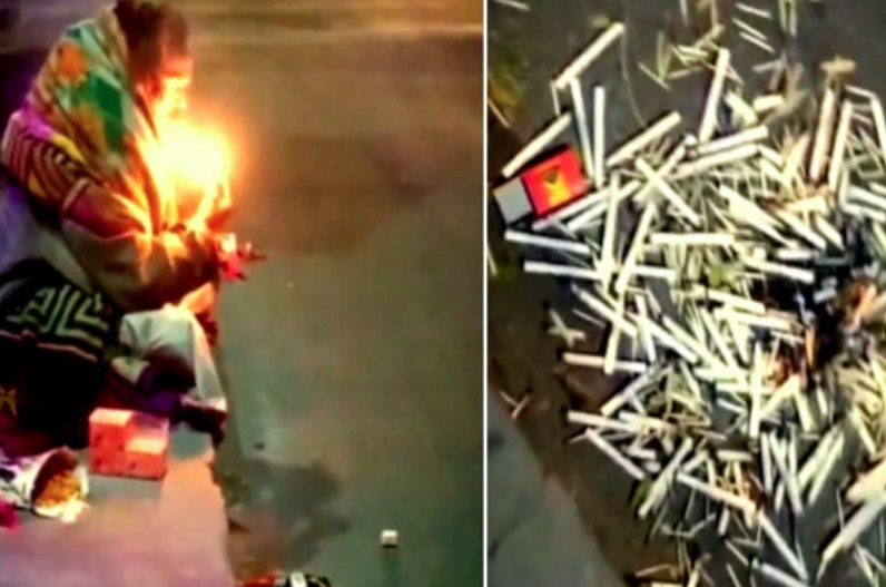 beggar smokes 100 cigarettes in a minute