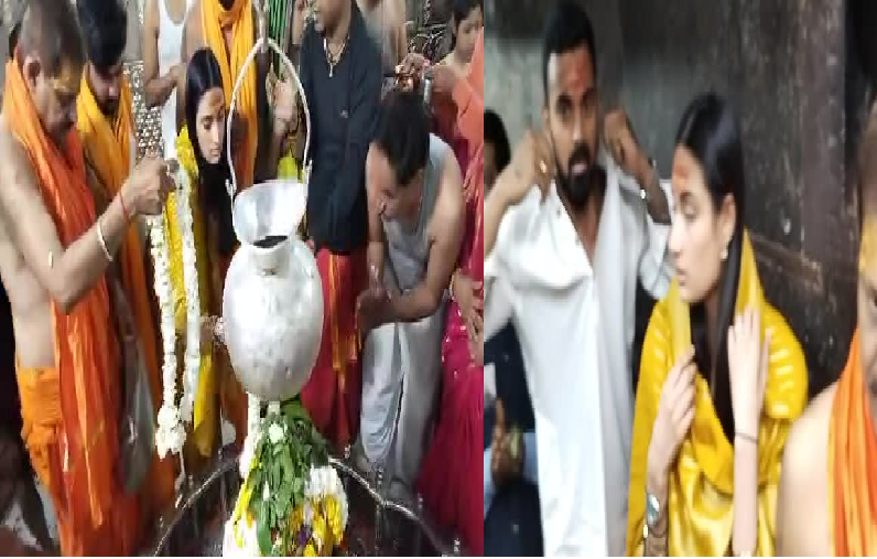 Cricketer KL Rahul arrived to seek blessings of Mahakal with wife Athiya