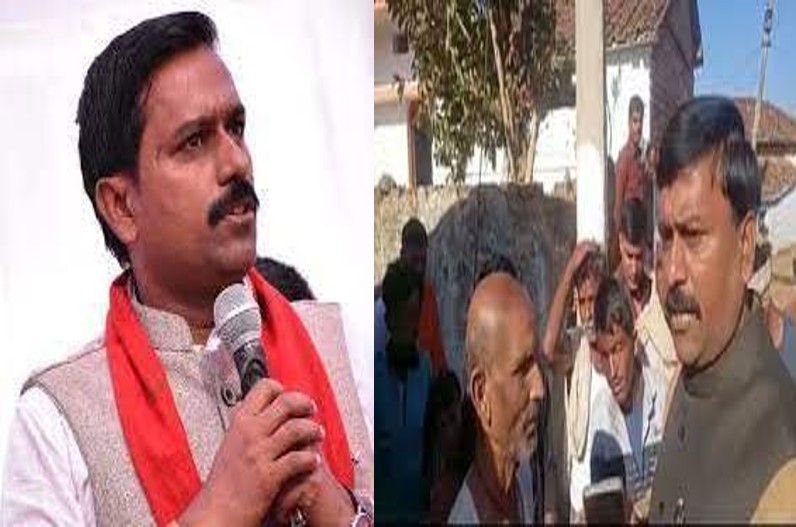 Villagers showed black flags to BJP MLA Dharmendra Singh Lodhi