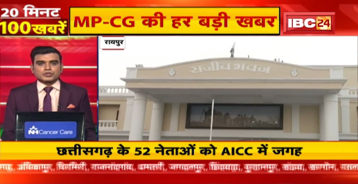 छत्तीसगढ़ के 52 नेताओं को AICC में मिली जगह। 20 Minute 100 News | MP-CG Latest News