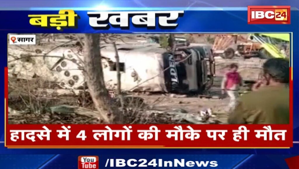 Passenger bus overturned on Nivar Valley of Sagar