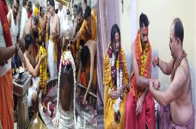 Indian cricketer Akshar Patel visited Baba Mahakal with his wife