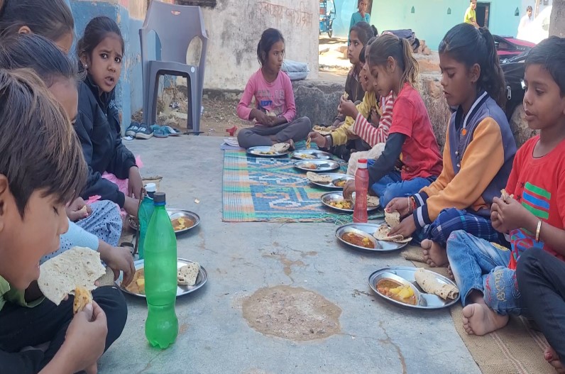 students are thrown and given chapatis