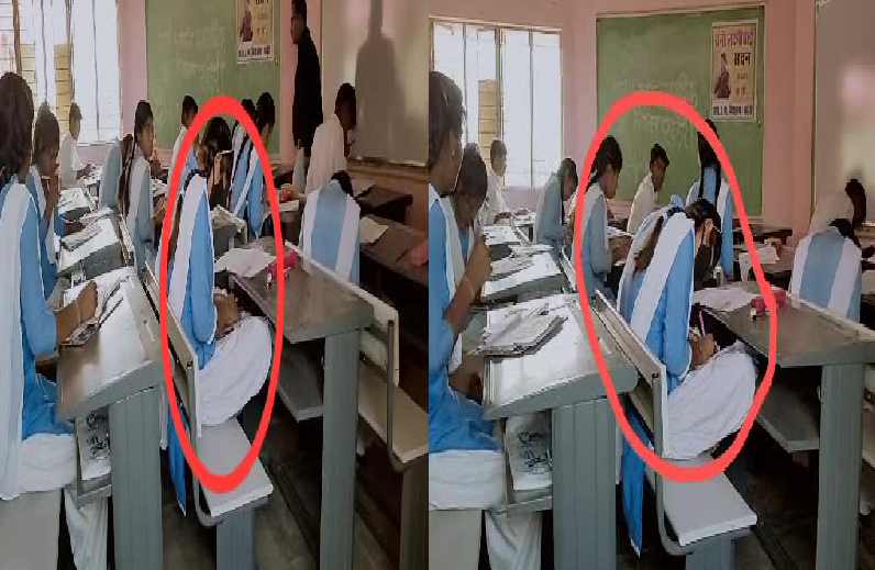 Viral video of class 12th students copying in school exam center