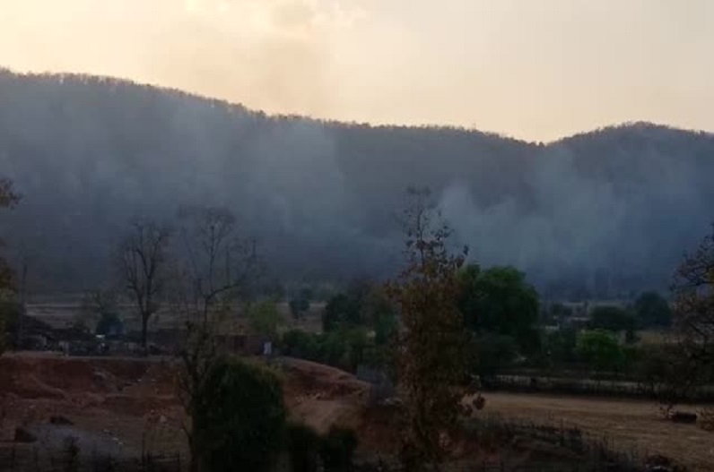 Fierce fire in the forests of the buffer zone of Panna Tiger Reserve