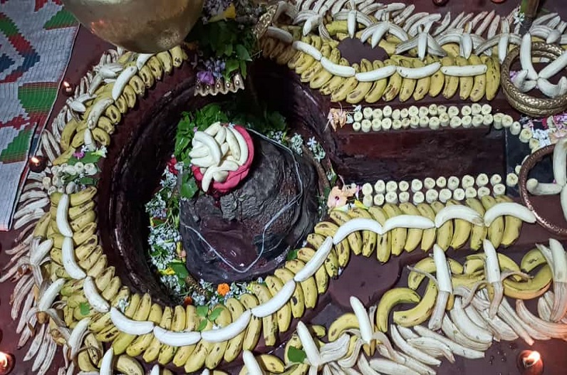 Amazing makeup of Baba Kuleshwarnath ji with banana fruit on Harihar Milan