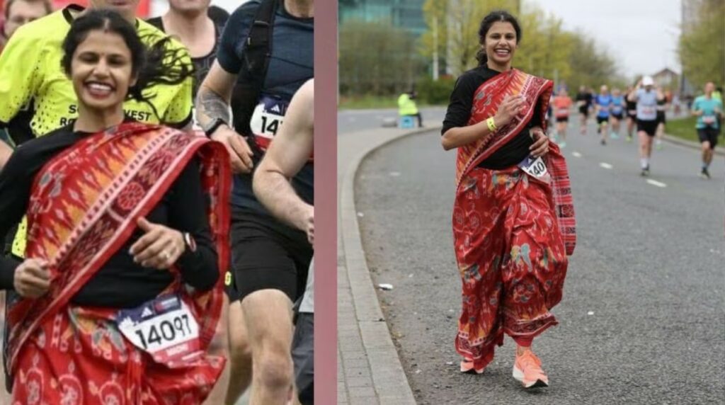 Odia Lady Run with Saree in Marathon