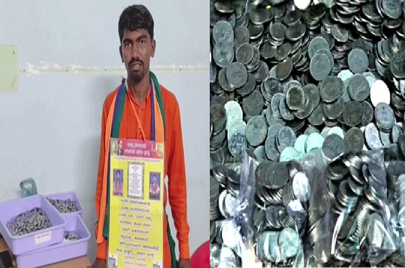 Candidate collects 10,000 coins for Karnataka Assembly Election