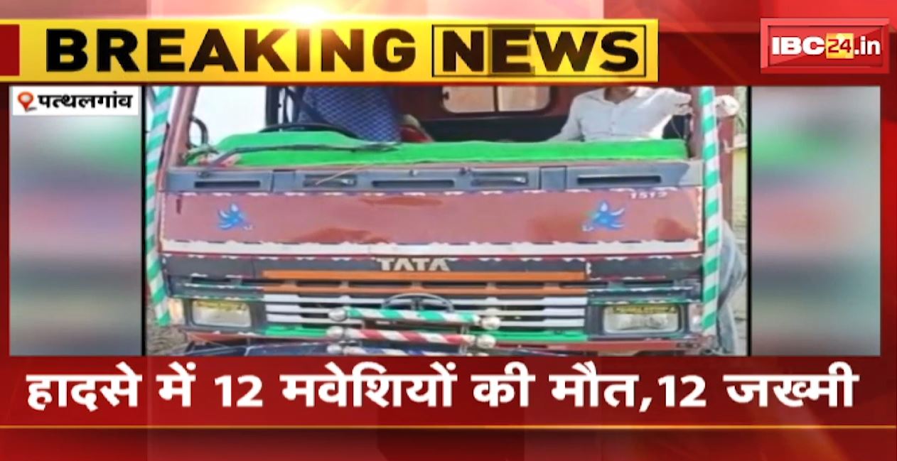 पत्थलगांव में पलटा मवेशियों से भरा वाहन। हादसे में 12 मवेशियों की मौत, 12 जख्मी। देखिए…