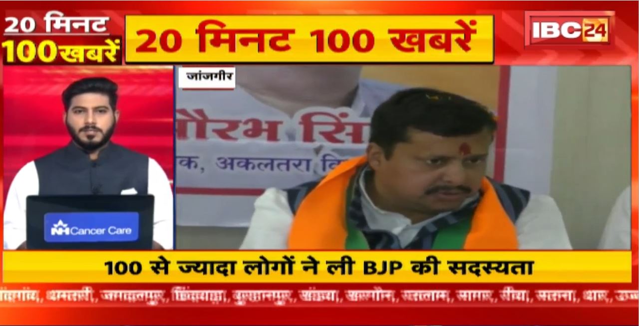 100 से ज्यादा लोगों ने ली BJP की सदस्यता। 20 Minute 100 News | MP-CG Latest News
