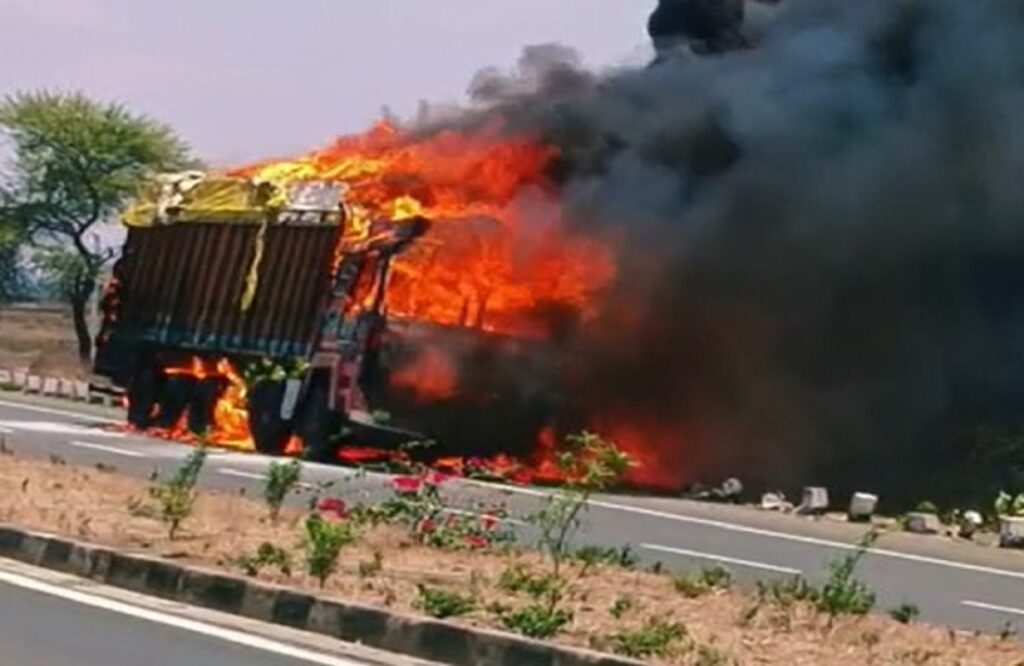 Truck completely gutted in fire