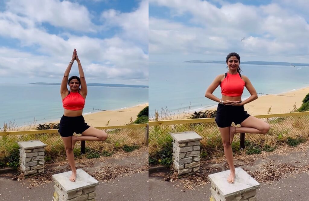 shilpa shetty doing yoga video on yoga day