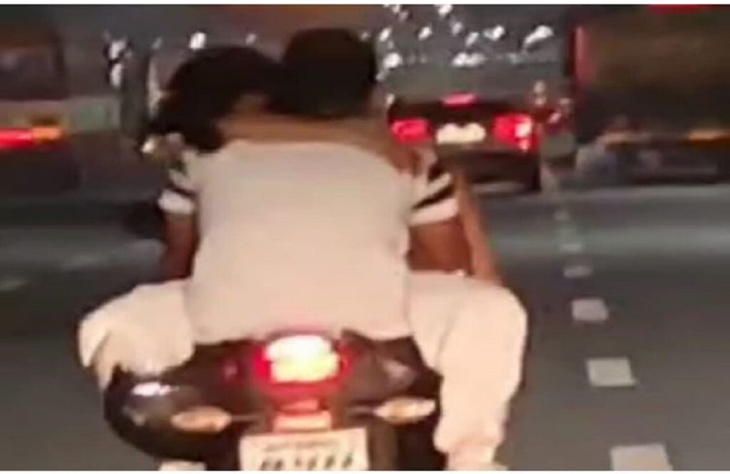 Video of couple's indecent act in moving bike goes viral