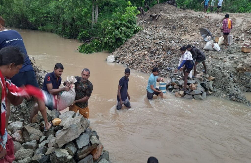 Earthen culvert built near Silger village on Basaguda to Jagargunda road washed away