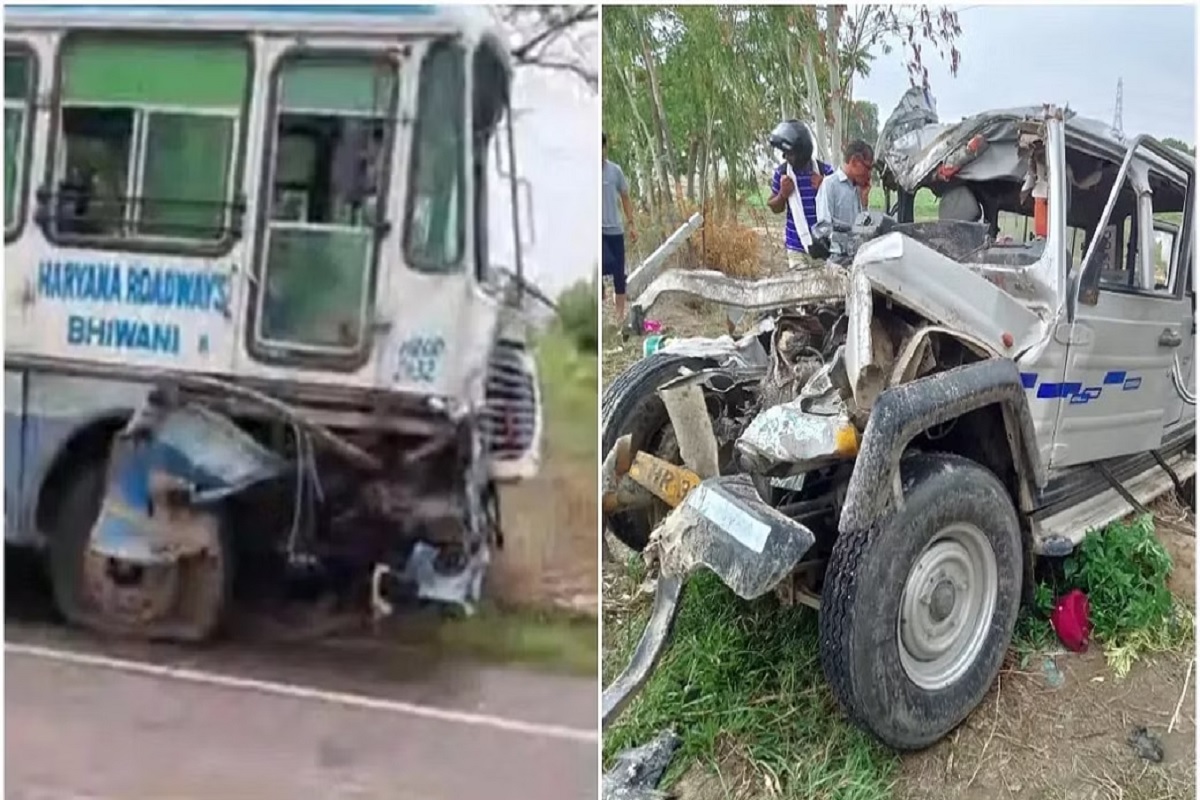 हरियाणा में भीषण सड़क हादसा, बस-क्रूजर के बीच जोरदार टक्कर, 8 लोगों की दर्दनाक मौत