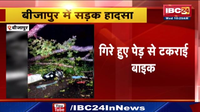 बीजापुर में गिरे हुए पेड़ से टकराई बाइक। हादसे में बाइक सवार की मौके पर मौत। देखिए वीडियो..