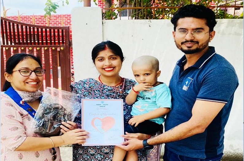 two year old little Anuraj donated his head hair