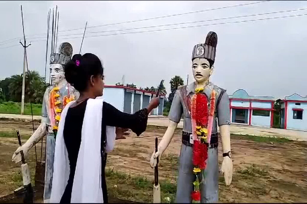 Rakhi tied on the statue of martyrs